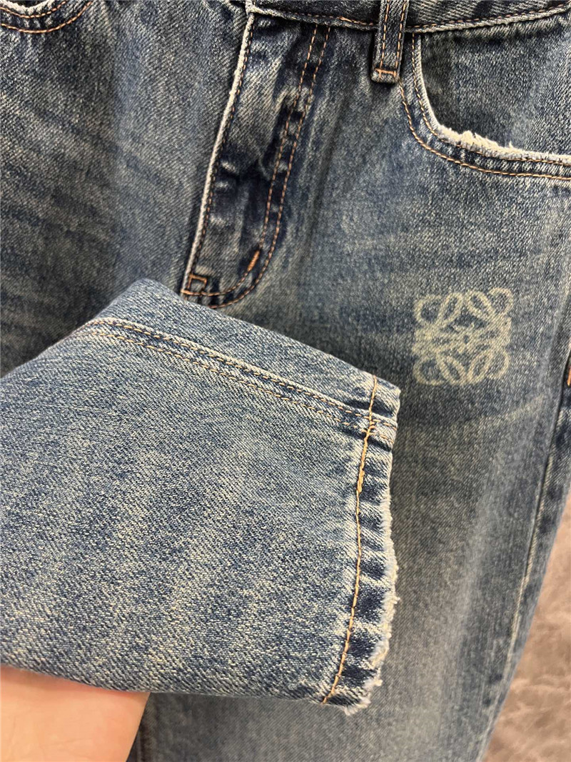 L0ew* laser logo washed denim trousers replicas clothes