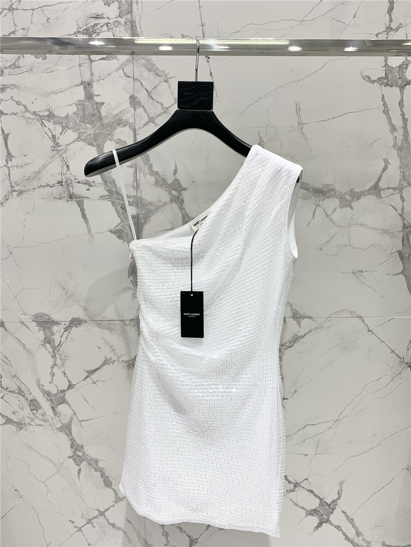 Y51 one-shoulder sequined mesh skirt replica d&g clothing