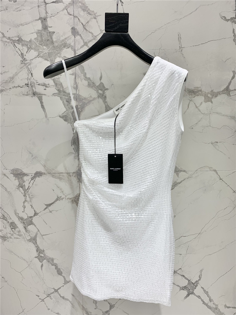 Y51 one-shoulder sequined mesh skirt replica d&g clothing