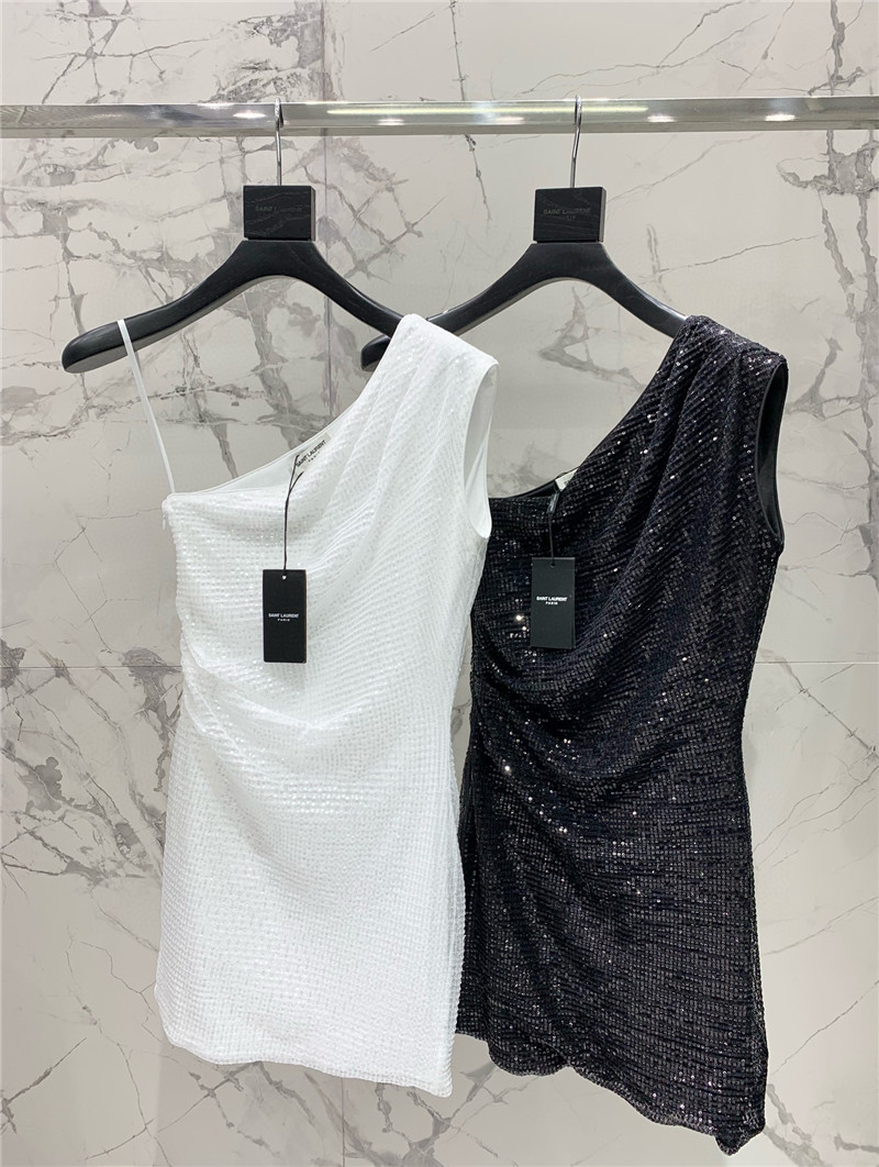 Y51 one-shoulder sequined mesh skirt replica d&g clothing