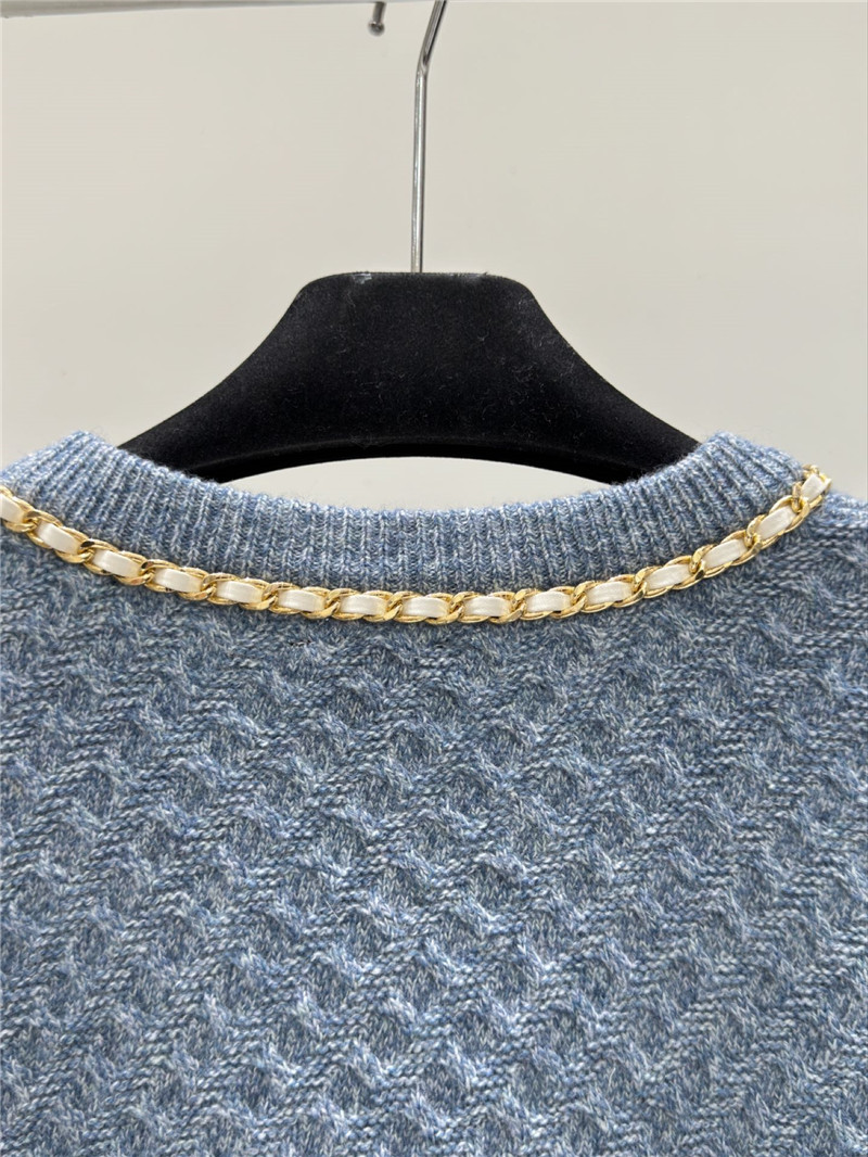 Ch**el metal chain knitted v-neck cardigan replica clothes