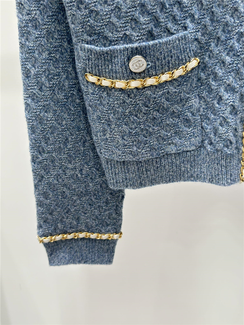Ch**el metal chain knitted v-neck cardigan replica clothes
