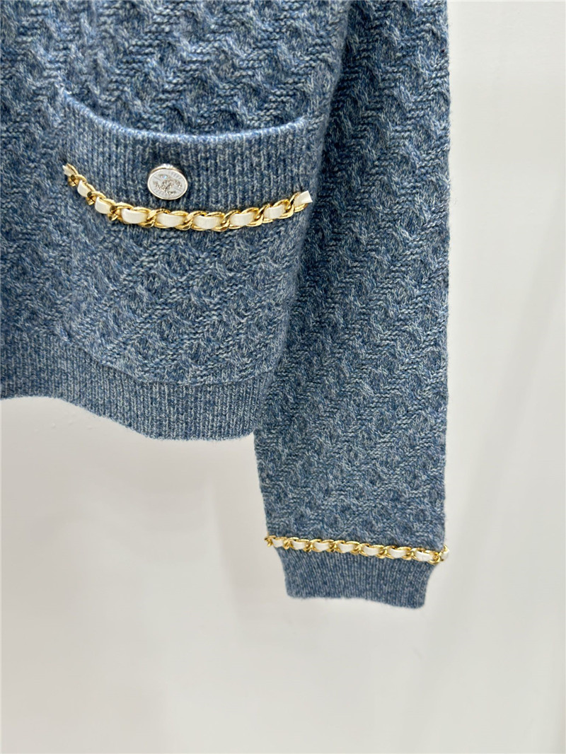Ch**el metal chain knitted v-neck cardigan replica clothes