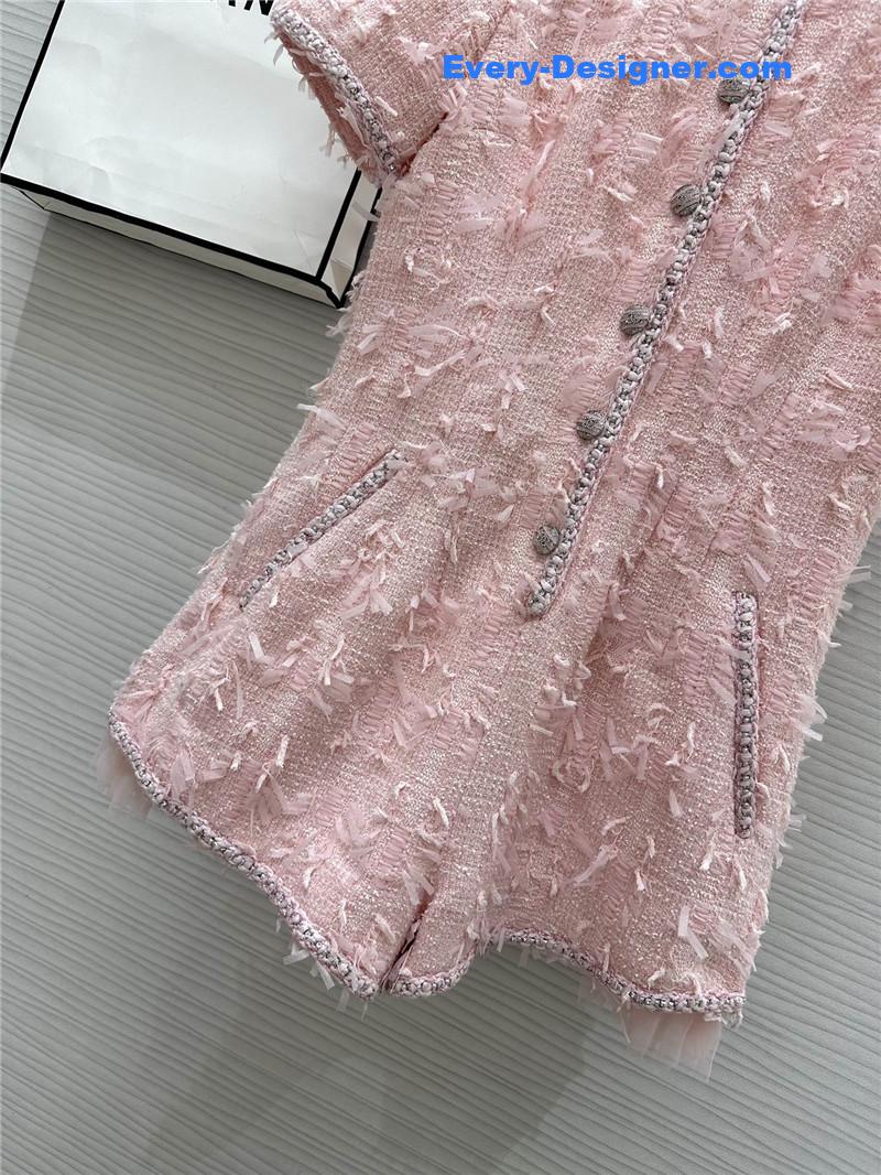 Ch**el woven soft tweed jumpsuit replica d&g clothing