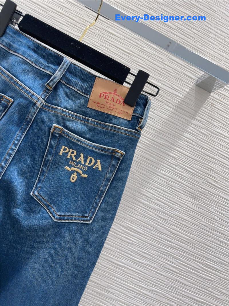 Pra*a blue high-rise wide leg jeans