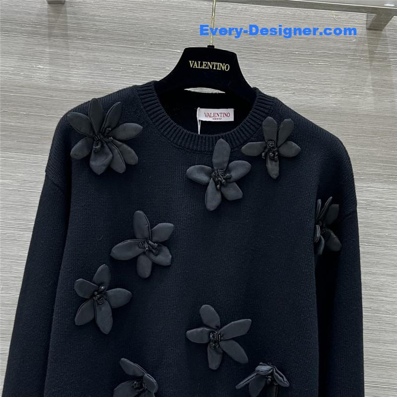 Va1e*ntin0 3d flower long sleeve top replica clothes