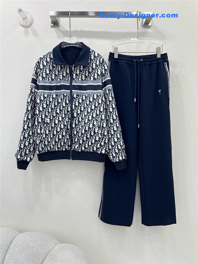 D10r hooded zipper jacket + wide-leg trousers set replica clothes