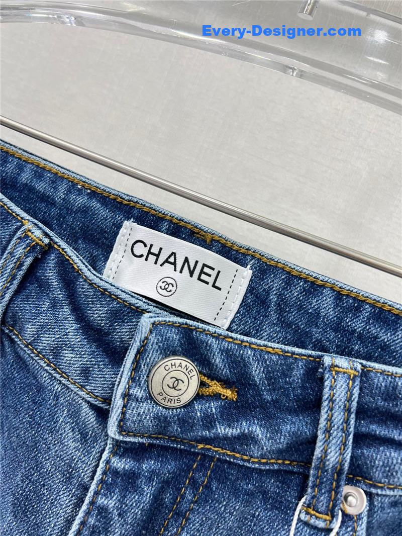 Ch**el bow embroidered flared trousers replicas clothes