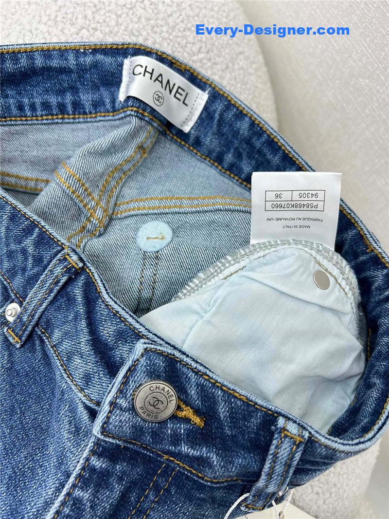 Ch**el bow embroidered flared trousers replicas clothes