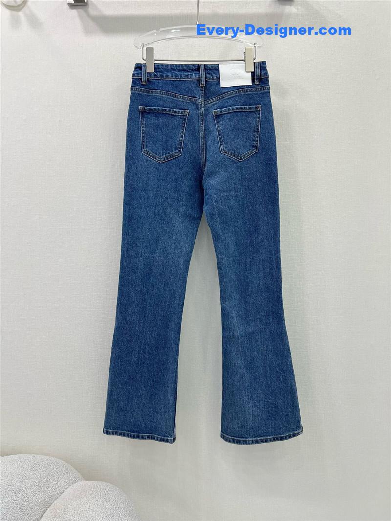 Ch**el bow embroidered flared trousers replicas clothes