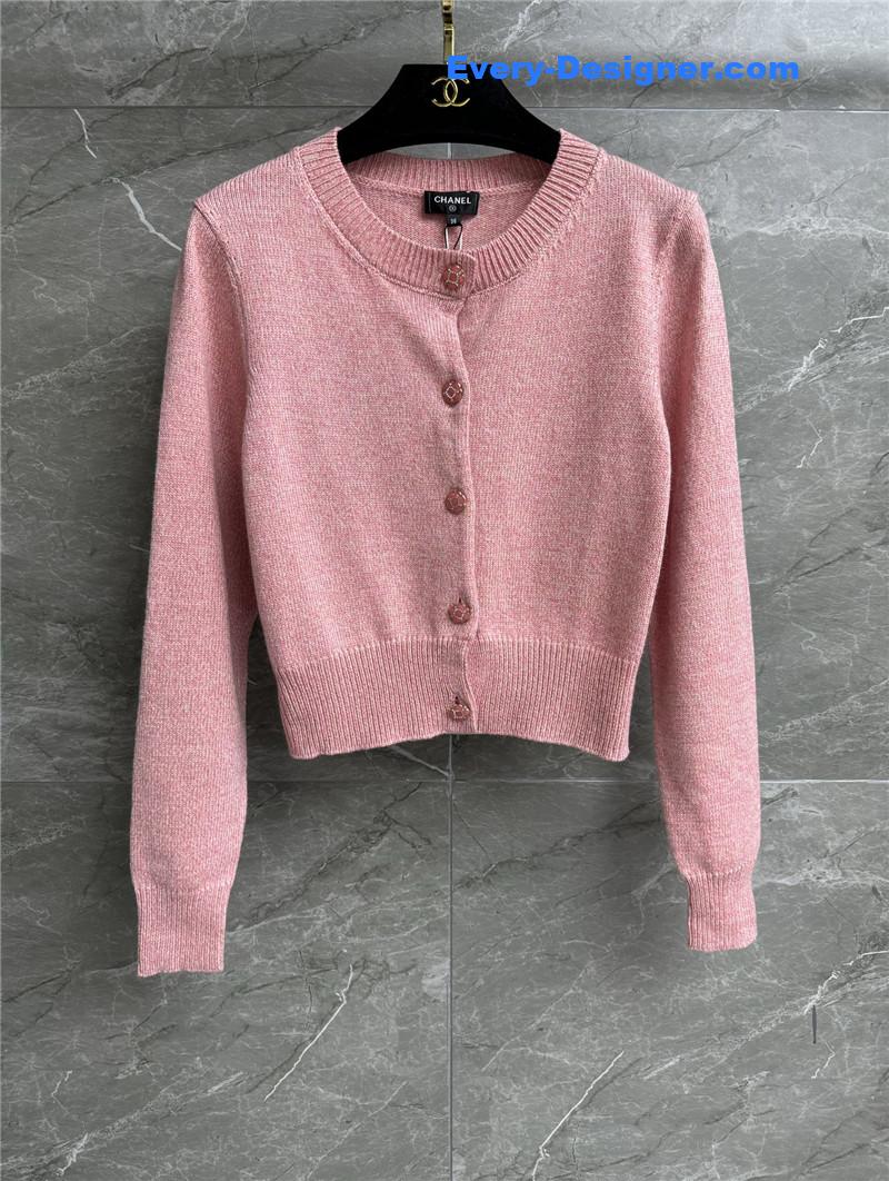 Ch**el pink short cardigan replica designer clothes