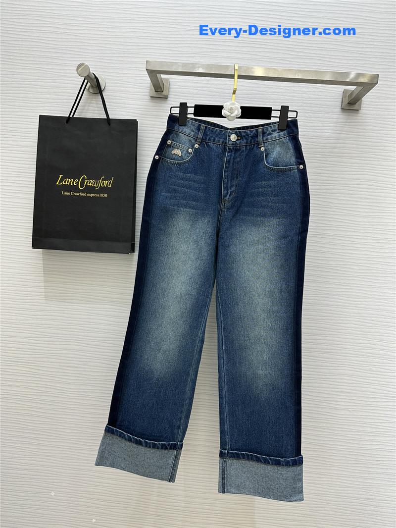 a1exa*der Mcqv*en cuff straight jeans replica clothes