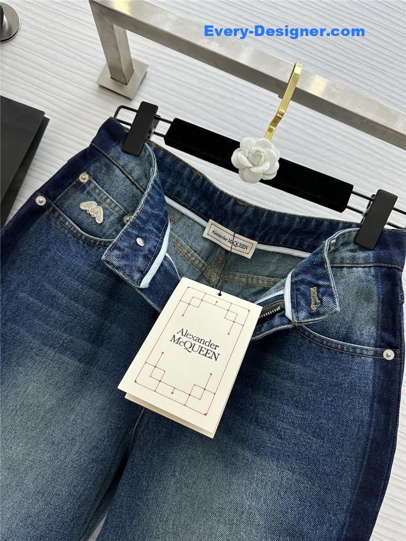 a1exa*der Mcqv*en cuff straight jeans replica clothes