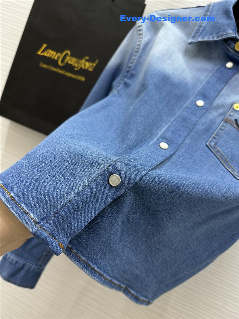 Versace embroidered letter logo denim shirt replicas clothes