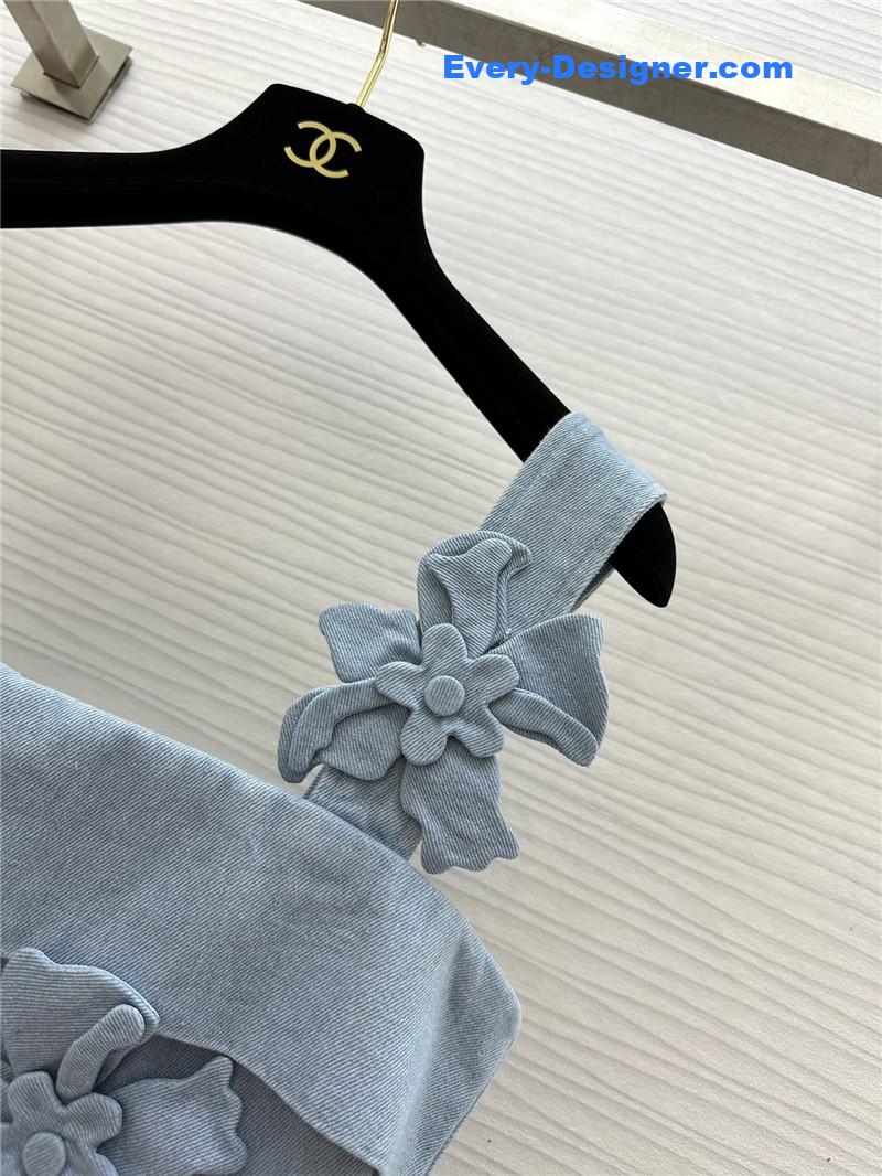 Va1e*ntin0 3d flower denim suspender skirt replica d&g clothing