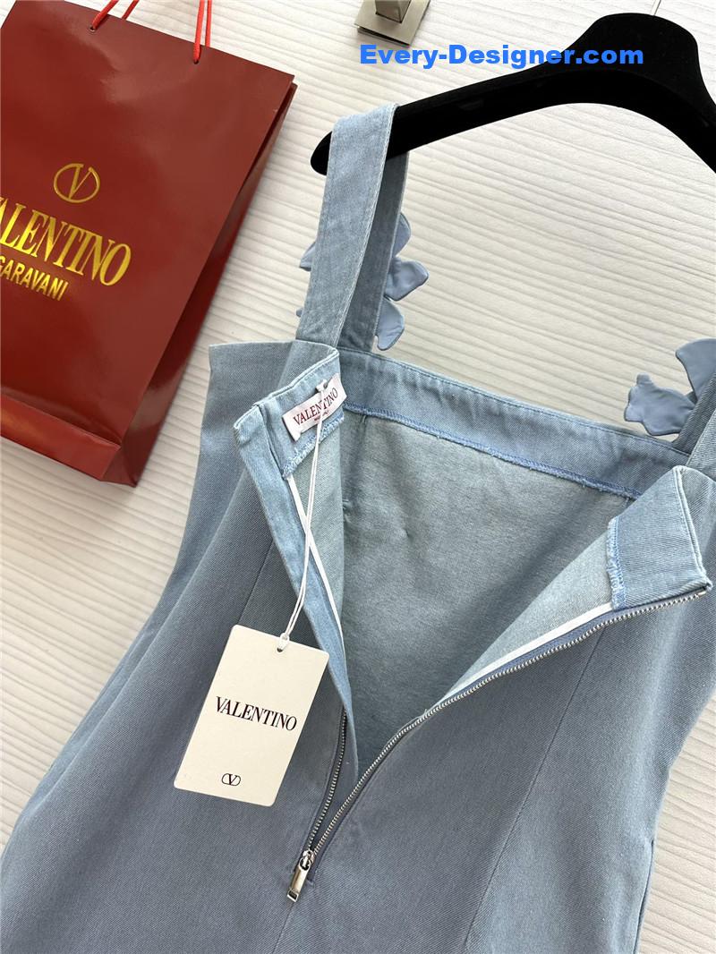 Va1e*ntin0 3d flower denim suspender skirt replica d&g clothing