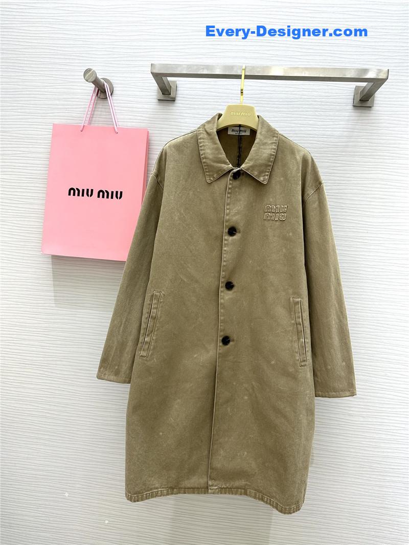 M1um1u distressed denim trench coat replica d&g clothing