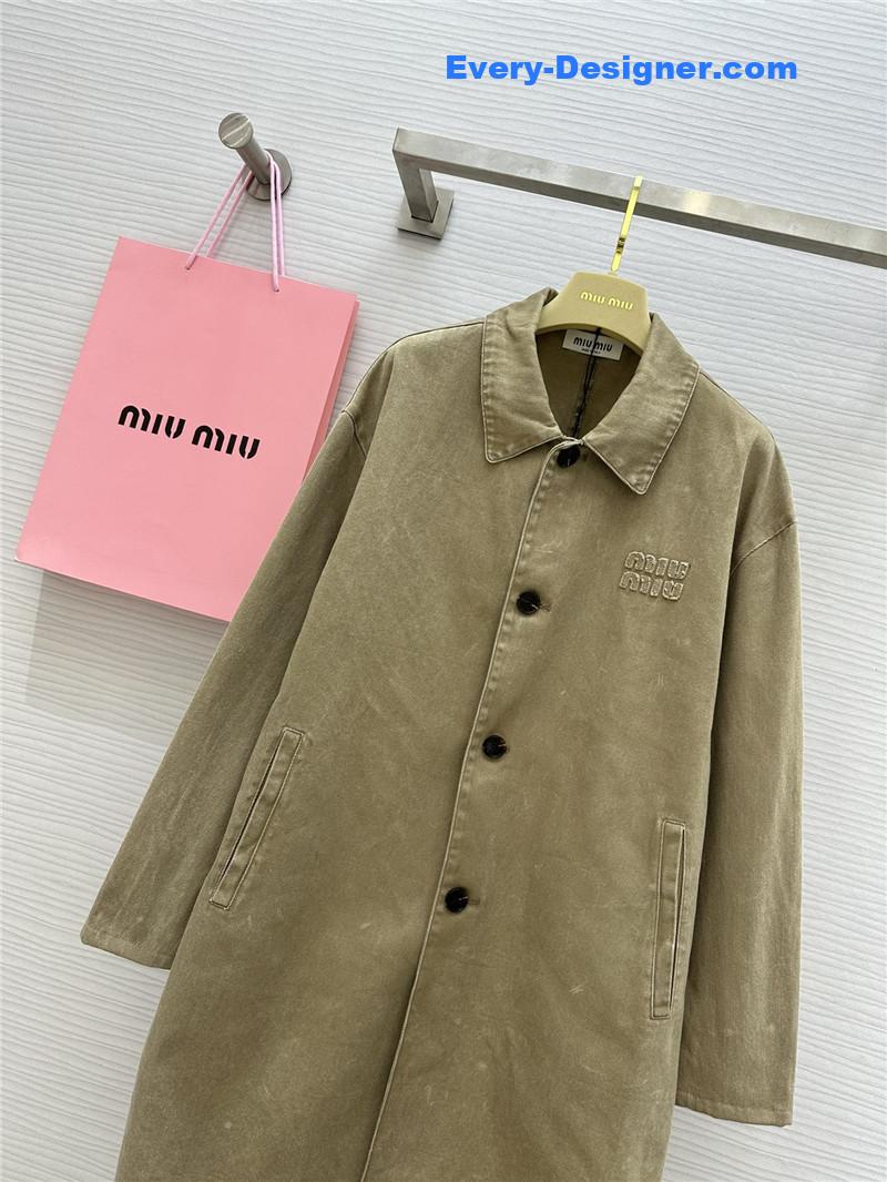 M1um1u distressed denim trench coat replica d&g clothing
