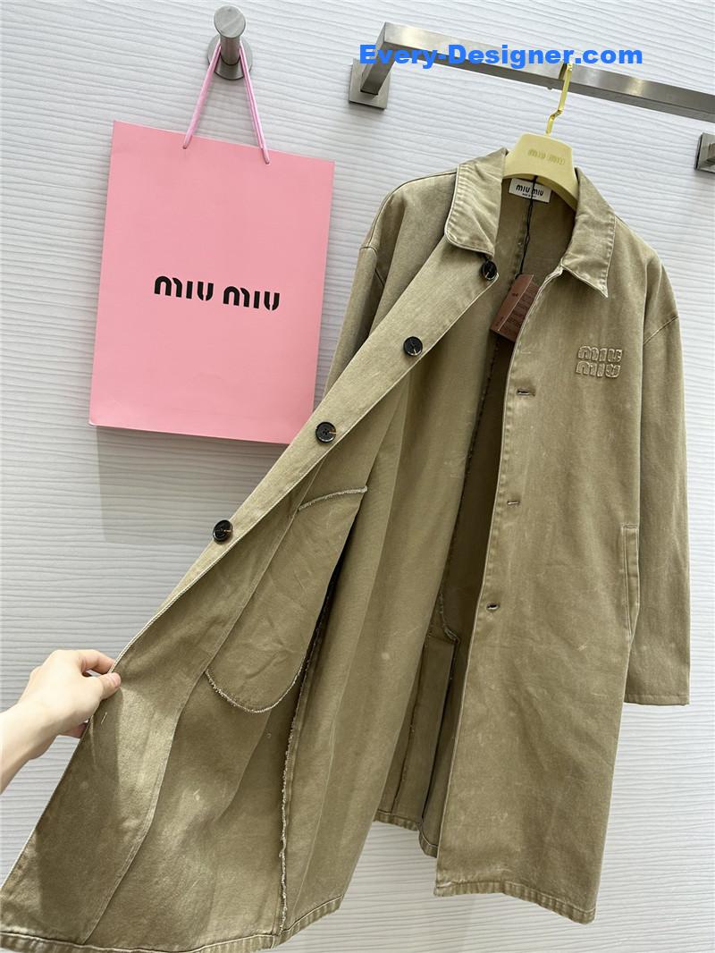 M1um1u distressed denim trench coat replica d&g clothing