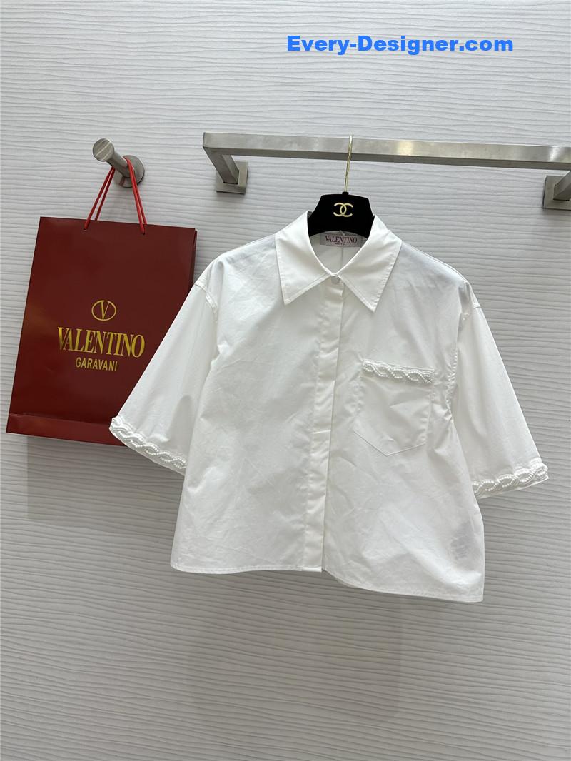 Va1e*ntin0 beaded short-sleeved shirt replica clothing sites