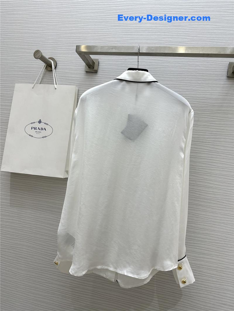 Pra*a triangle logo contrast color trim shirt replica clothing sites