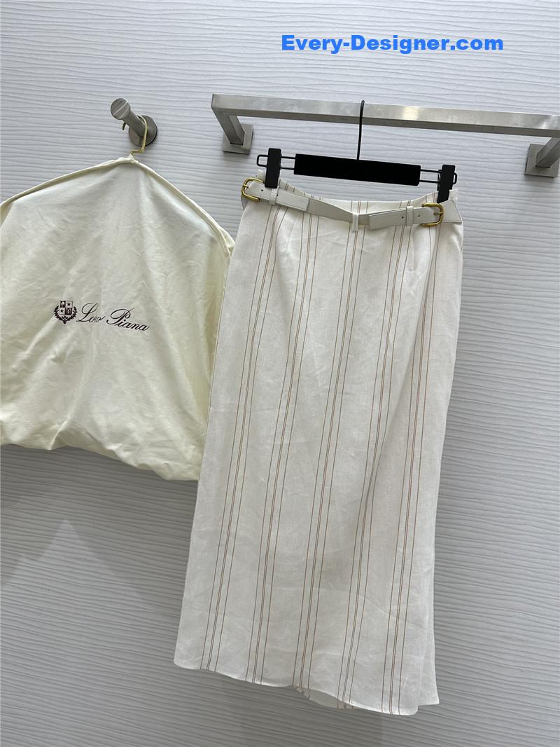 L0r0 P1ana striped linen pleated skirt replica d&g clothing