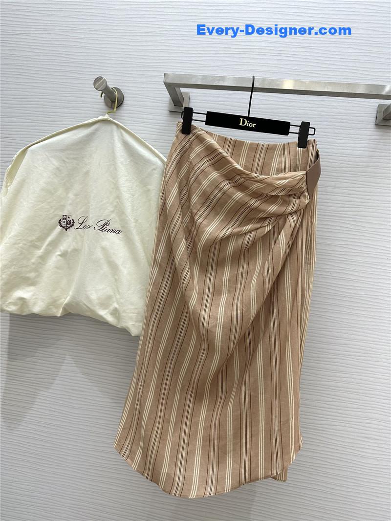 L0r0 P1ana striped linen pleated skirt replica d&g clothing