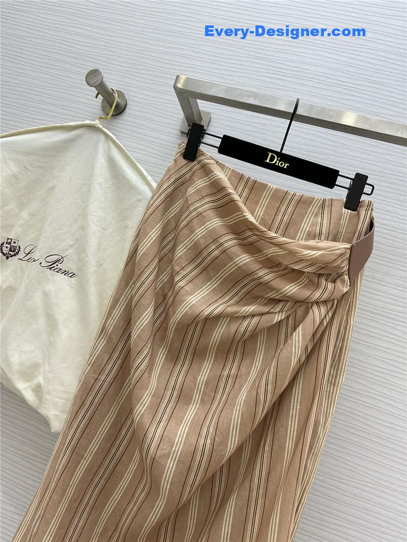 L0r0 P1ana striped linen pleated skirt replica d&g clothing