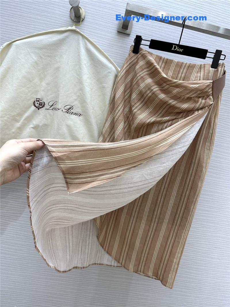 L0r0 P1ana striped linen pleated skirt replica d&g clothing