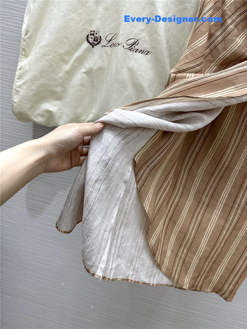 L0r0 P1ana striped linen pleated skirt replica d&g clothing