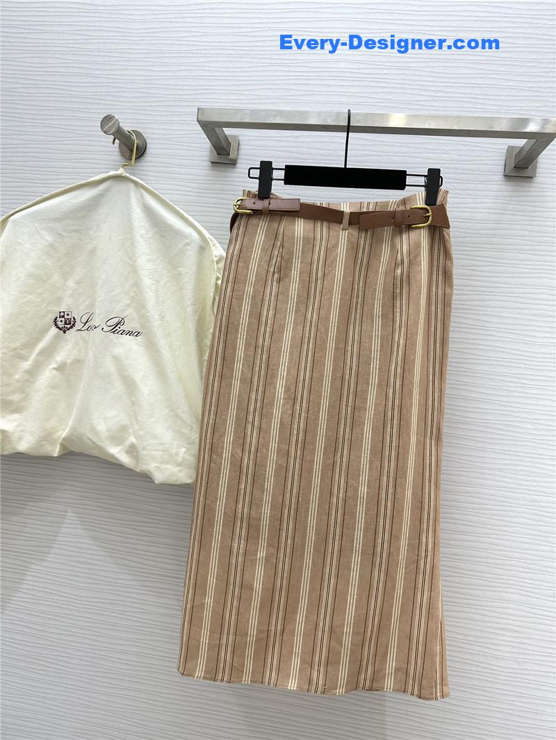 L0r0 P1ana striped linen pleated skirt replica d&g clothing