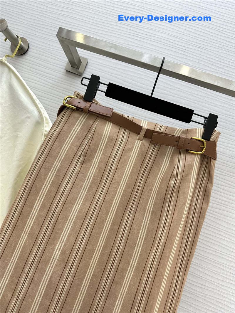 L0r0 P1ana striped linen pleated skirt replica d&g clothing