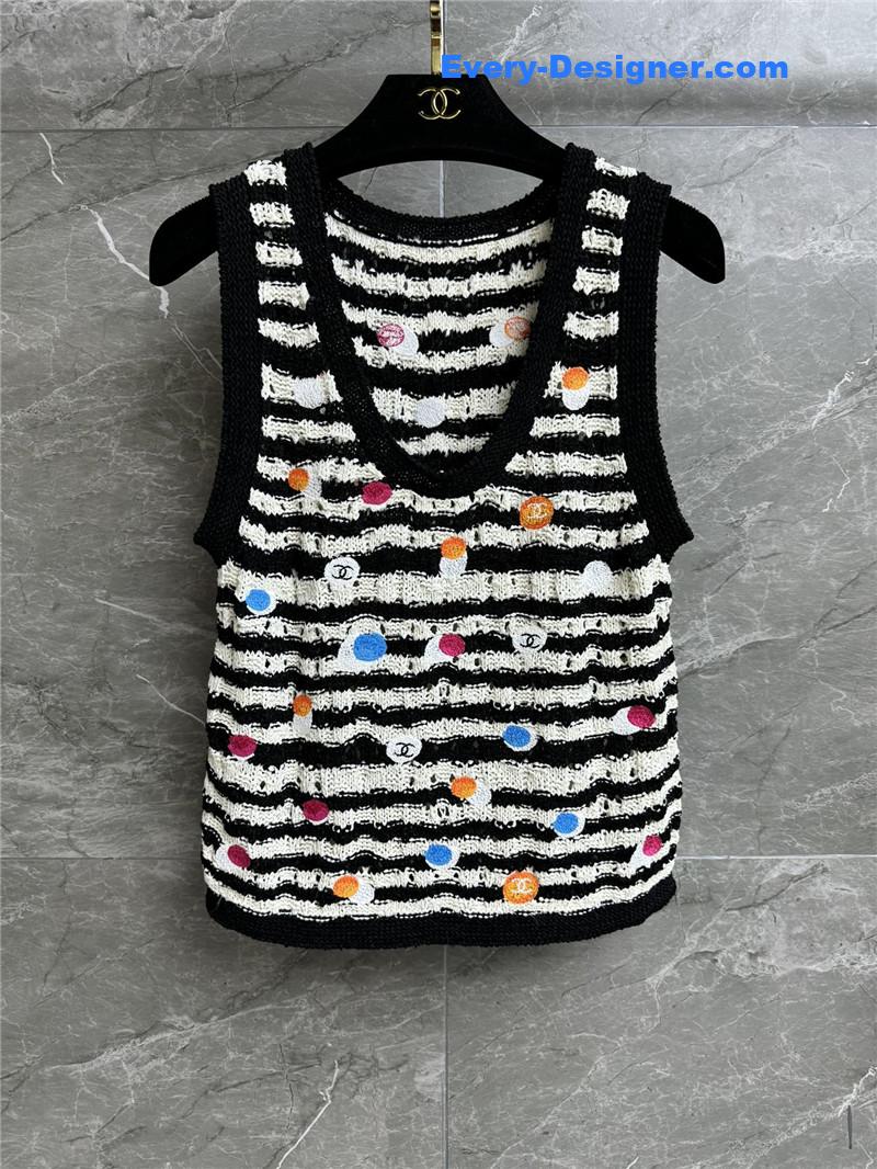 Ch**el black and white striped knit tank top