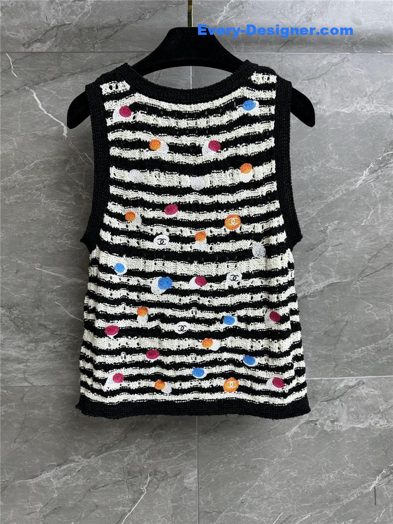 Ch**el black and white striped knit tank top