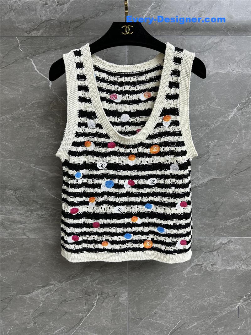 Ch**el polka dot striped vest cheap replica designer clothes