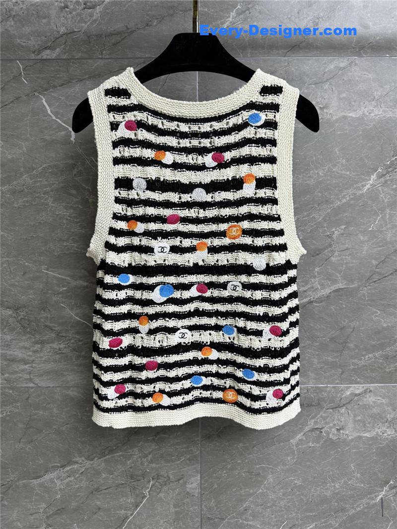 Ch**el polka dot striped vest cheap replica designer clothes