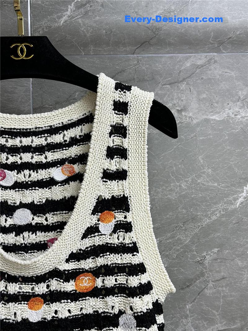 Ch**el polka dot striped vest cheap replica designer clothes