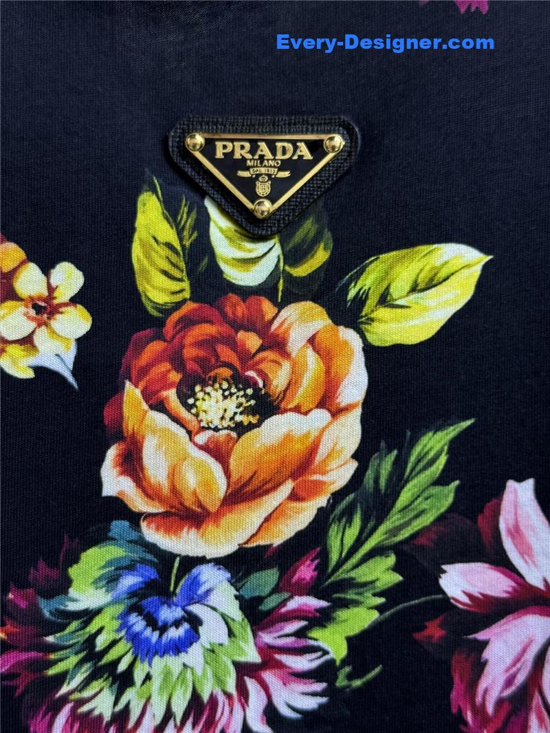 Pra*a floral print t-shirt replica d&g clothing