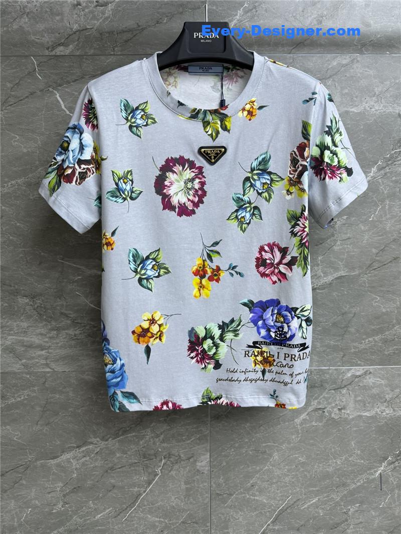 Pra*a floral print t-shirt replica d&g clothing