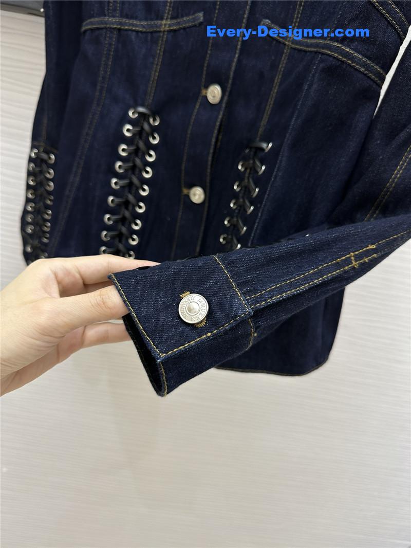 a1exa*der Mcqv*en mid-length waist denim jacket replica clothes