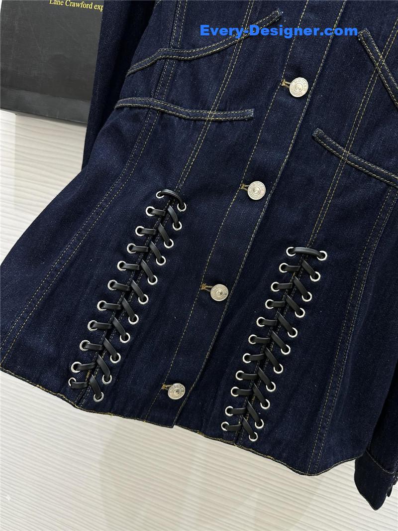 a1exa*der Mcqv*en mid-length waist denim jacket replica clothes