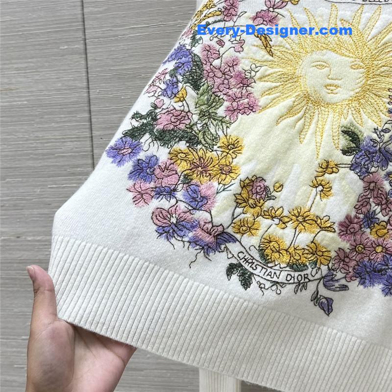 D10r letter logo embroidered linen knit top replicas clothes