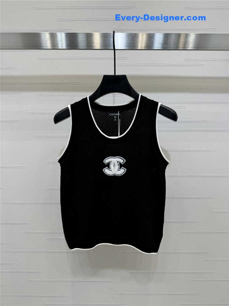 Ch**el 3d logo knitted vest replicas clothes