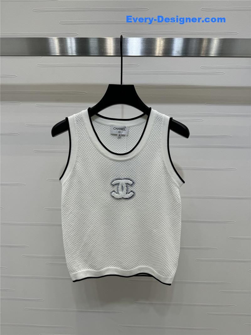 Ch**el 3d logo knitted vest replicas clothes