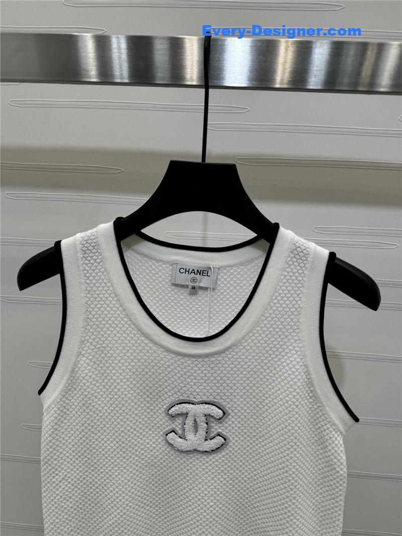 Ch**el 3d logo knitted vest replicas clothes