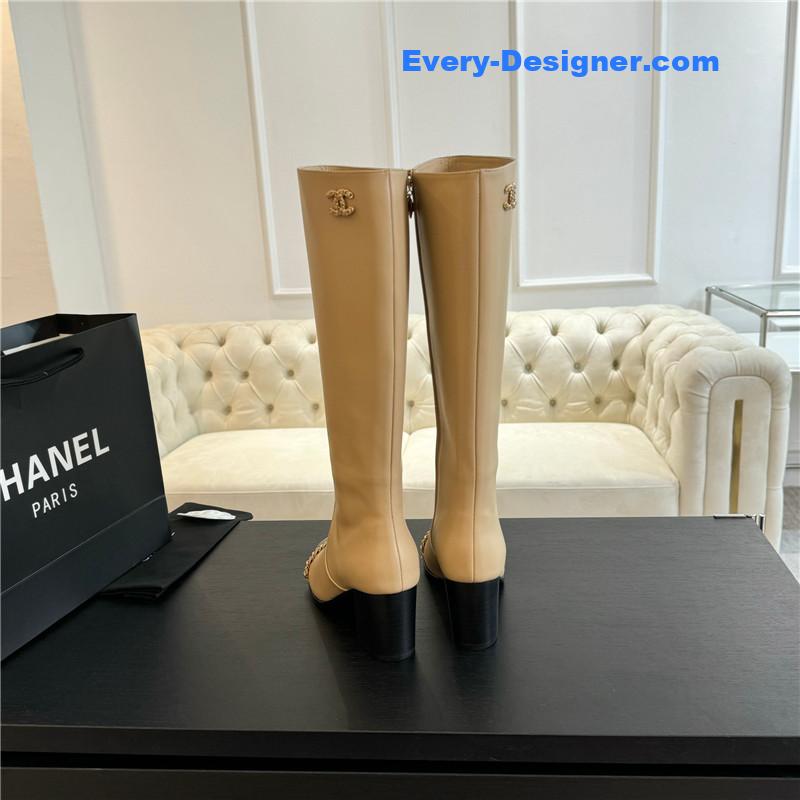 Ch**el chunky heel zipper keen high boots