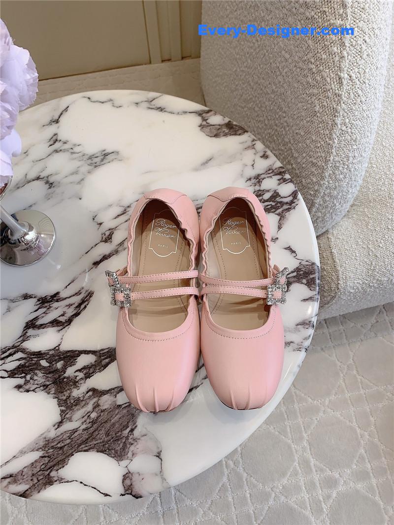 Roger Vivier Mary Janes in Pink Nappa Leather