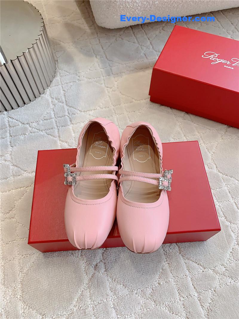 Roger Vivier Mary Janes in Pink Nappa Leather