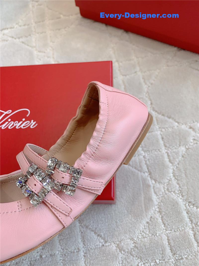Roger Vivier Mary Janes in Pink Nappa Leather