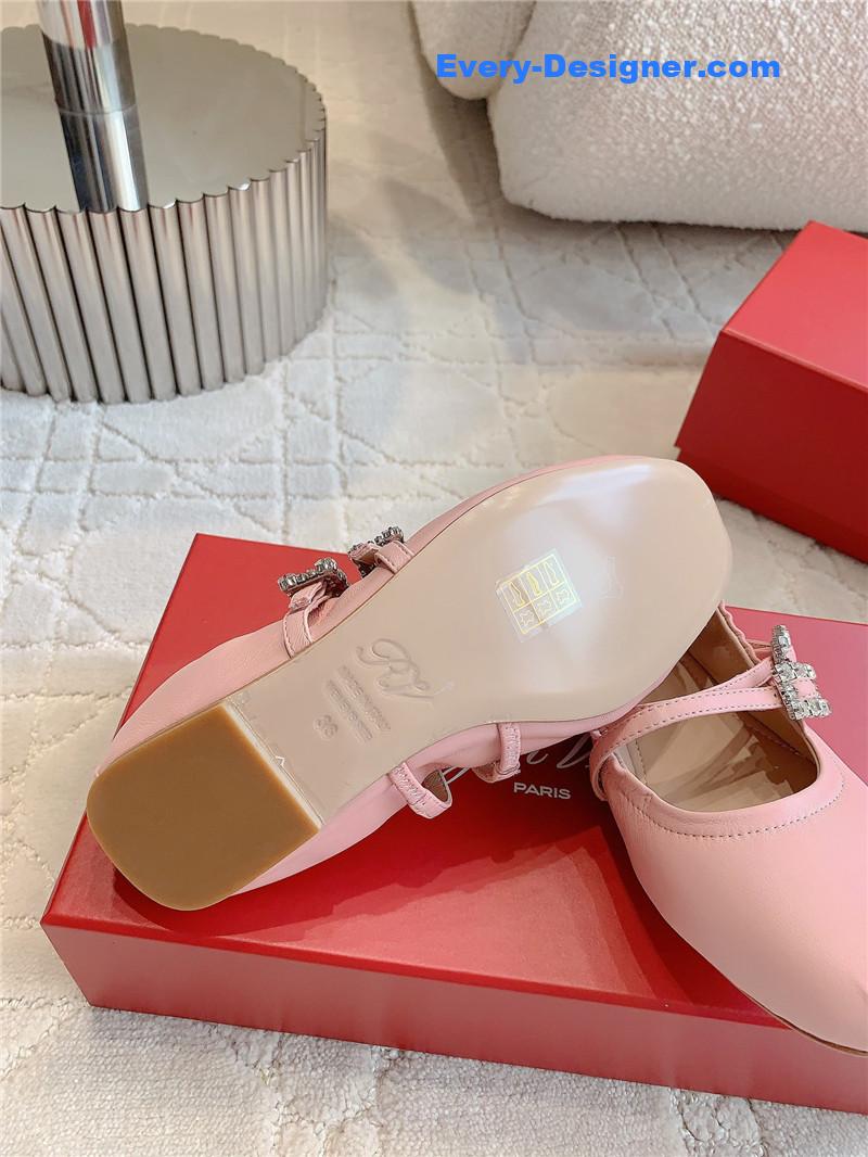 Roger Vivier Mary Janes in Pink Nappa Leather